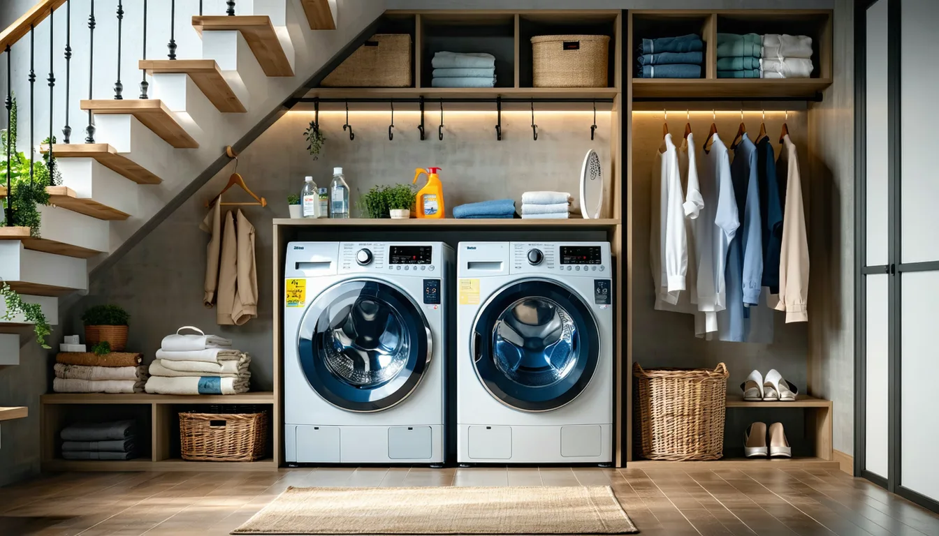 découvrez des astuces pratiques et ingénieuses pour aménager une buanderie fonctionnelle et optimisée sous un escalier, en maximisant l'espace disponible.