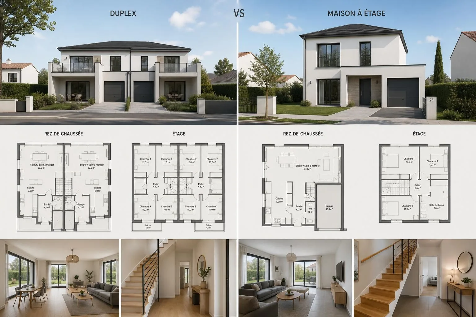 découvrez les différences clés entre une maison duplex et une maison à étage pour choisir le style qui correspond le mieux à vos besoins et à votre mode de vie.